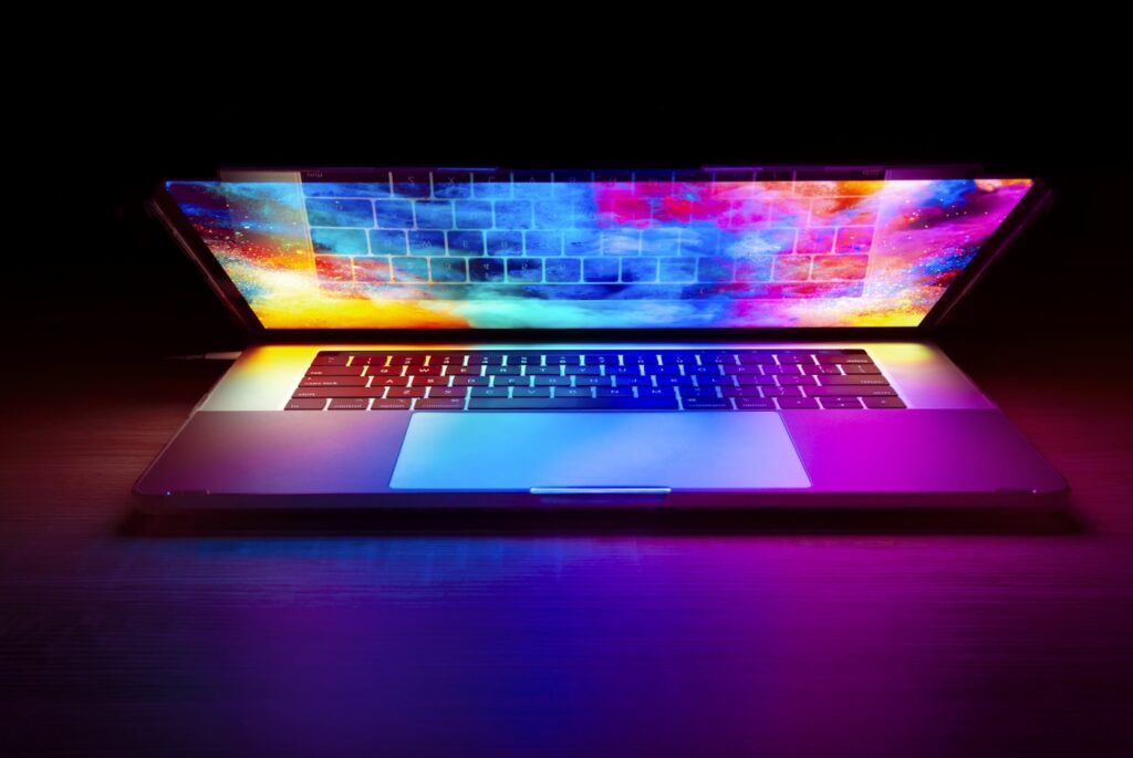 RTX gaming laptop with backlit keyboard